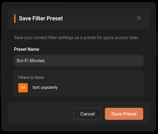 Filter presets