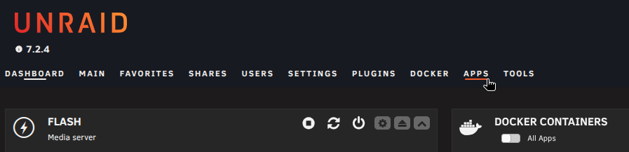 Unraid Apps tab