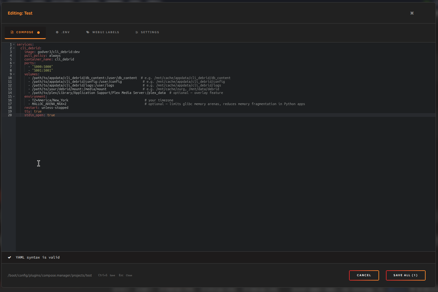 Compose Manager stack view