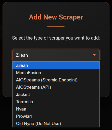 Adding a scraper in settings